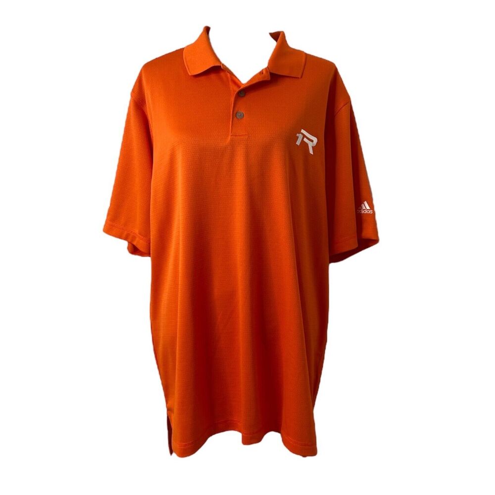 Adidas Golf Men's Jacquard Polo Shirt Orange TaylorMade Embroidered Size XL